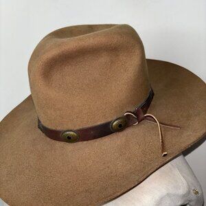 Bailey Tombstone Cowboy Hat 7 (56) 100% Wool Felt Brown Western Made in USA